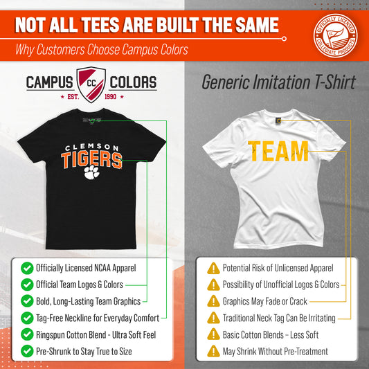 Clemson Tigers T-Shirt Heathered for Men and Women - Black Heather