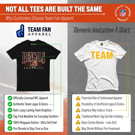 Cincinnati Bengals NFL Adult Overtime Blueprint Tagless Tee Unisex - Black