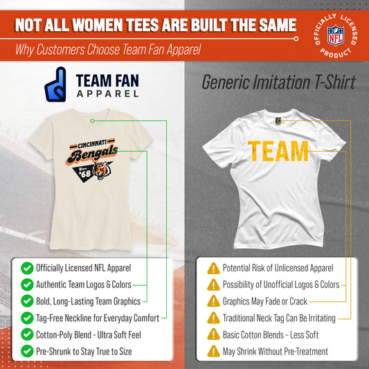 Cincinnati Bengals NFL Womens Vintage Charm T-Shirt Short Sleeve - Birch