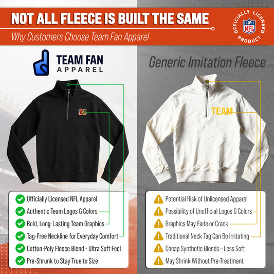 Cincinnati Bengals NFL Quarter Zip Fleece Pullover Unisex Sweatshirt - Black