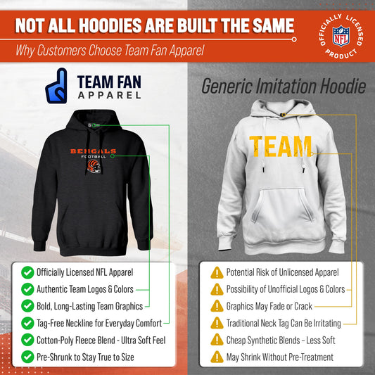 Cincinnati Bengals Adult NFL Football Helmet Heather Hooded Sweatshirt - Charcoal