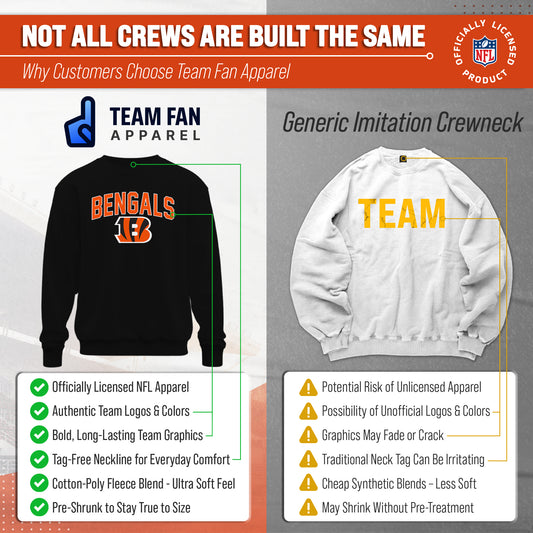 Cincinnati Bengals NFL Home Team Fleece Crewneck Sweatshirt Men Women - Black