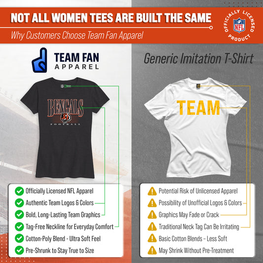 Cincinnati Bengals NFL Womens Overtime Blueprint Tag-Less T-Shirt - Black