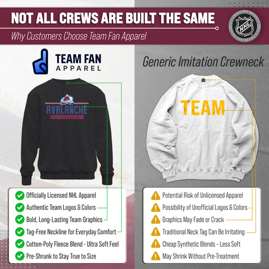 Colorado Avalanche NHL True Fan Fleece Crewneck Sweatshirt Men Women - Charcoal