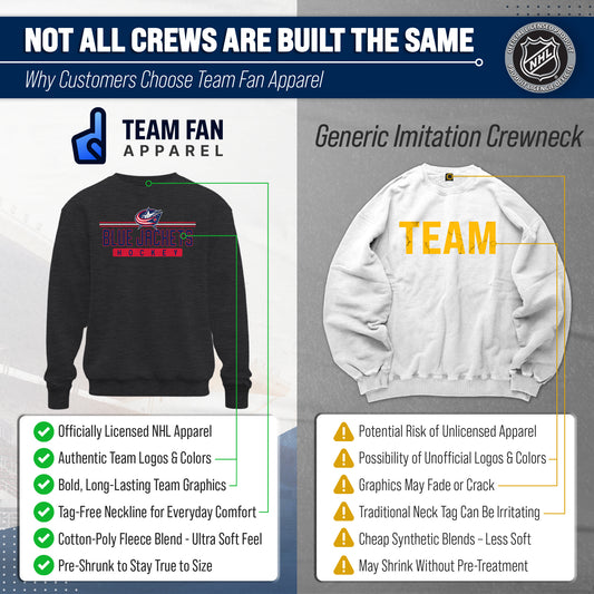 Columbus Blue Jackets NHL True Fan Fleece Crewneck Sweatshirt Men Women - Charcoal