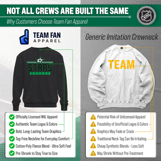Dallas Stars NHL True Fan Fleece Crewneck Sweatshirt Men Women - Charcoal