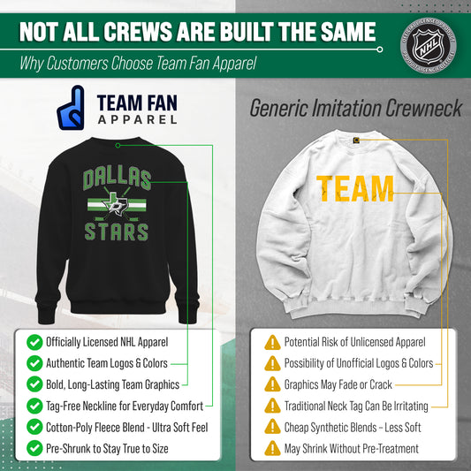 Dallas Stars NHL Faceoff Fleece Crewneck Sweatshirt Licensed - Black