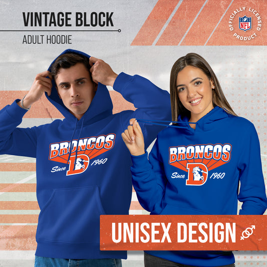 Denver Broncos Vintage Block Fleece Hoodie - Royal