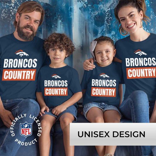 Denver Broncos NFL Youth Team Slogan Short Sleeve Lightweight T Shirt - Navy