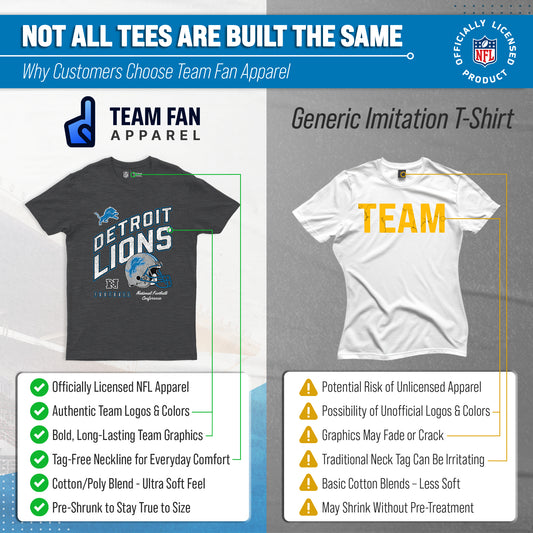 Detroit Lions NFL Distressed Helmet T-Shirt - Heather Charcoal