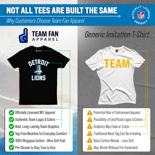 Detroit Lions Mens Womens Retro Gameday Tee - Black