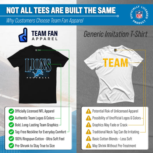 Detroit Lions NFL Adult Overtime Blueprint Tagless Tee Unisex - Black