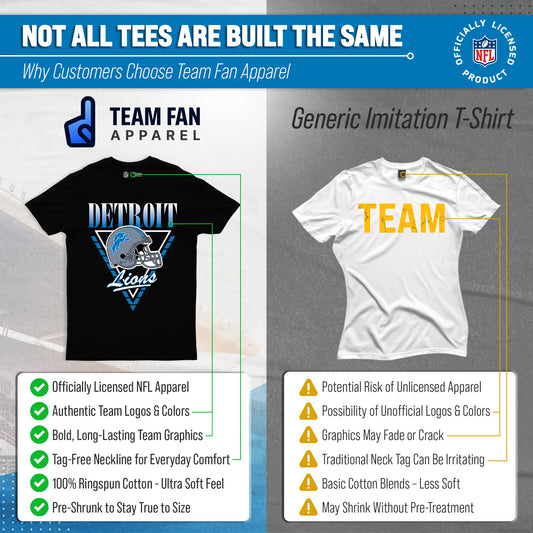Detroit Lions NFL Retro Triangle T-Shirt - Black
