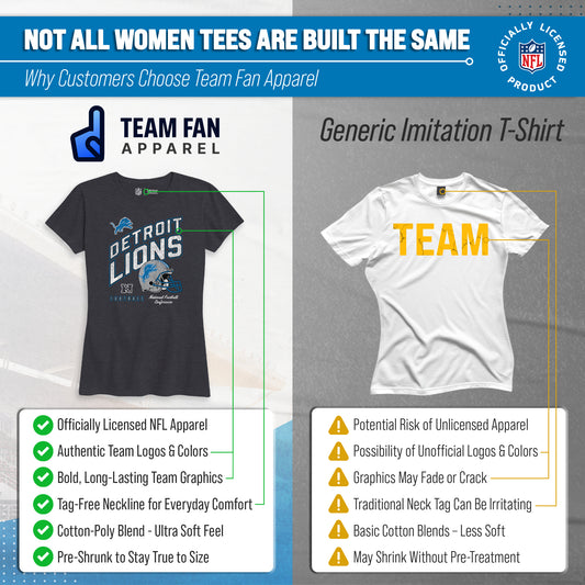 Detroit Lions Women's Distressed Helmet T-Shirt - Heather Charcoal