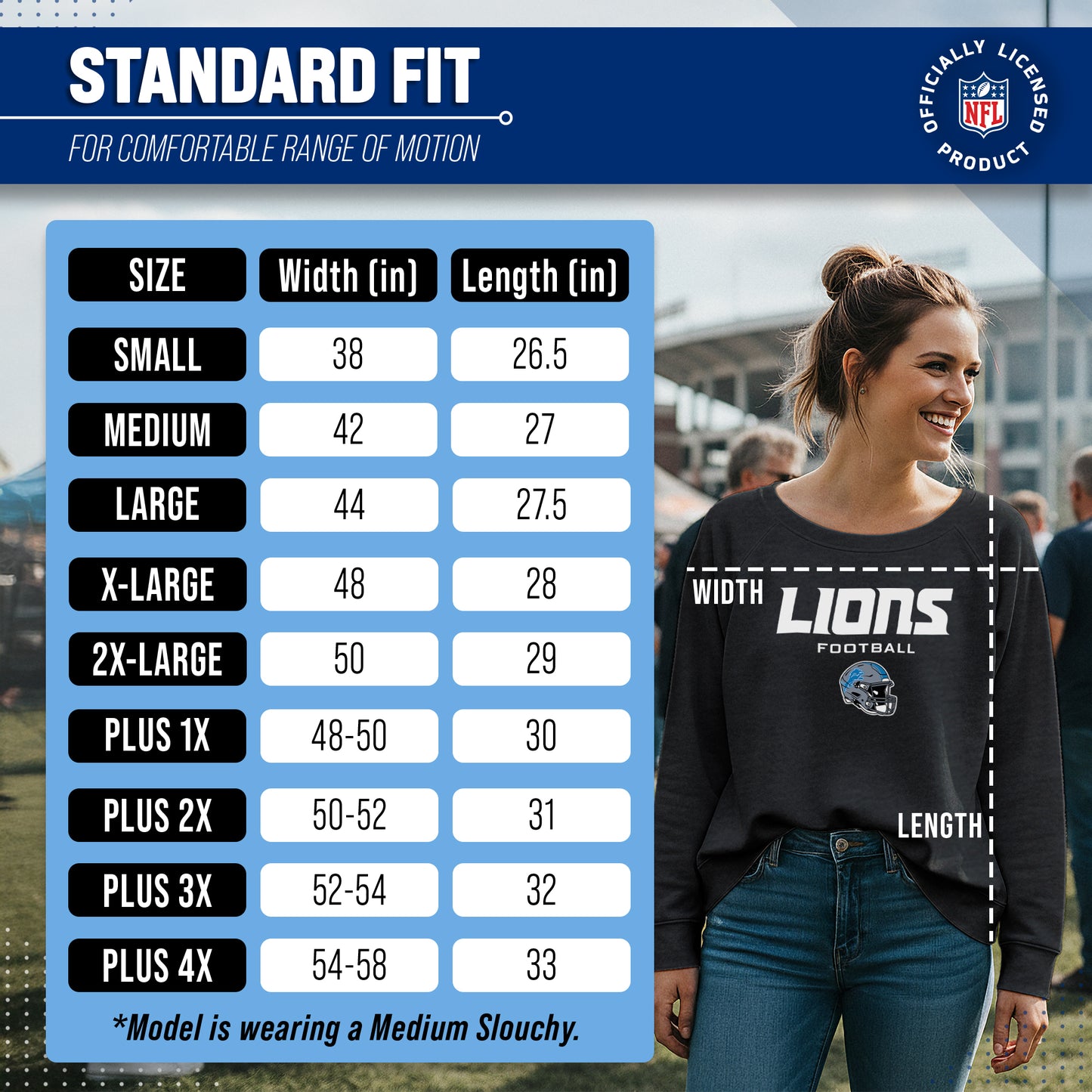 Detroit Lions NFL Womens Helmet French Terry Slouchy Top - Charcoal