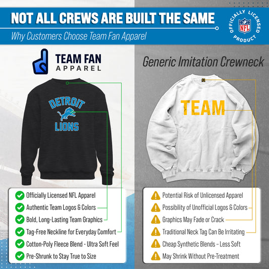Detroit Lions NFL Crewneck Sweatshirt - Heathered Charcoal