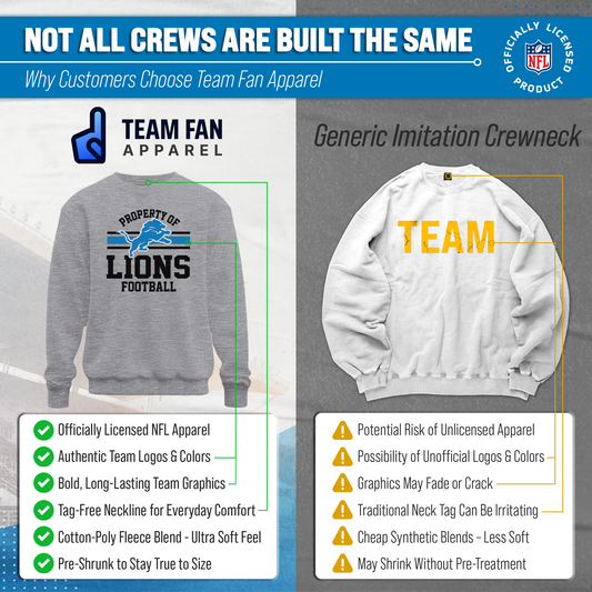 Detroit Lions NFL Property Of Crewneck Sweatshirt - Sport Gray
