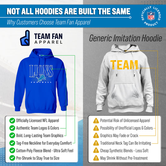 Detroit Lions NFL Overtime Blueprint Pullover Hoodie Men Women - Royal