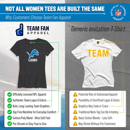 Detroit Lions Women's NFL Big Logo Cotton T-Shirt - Black