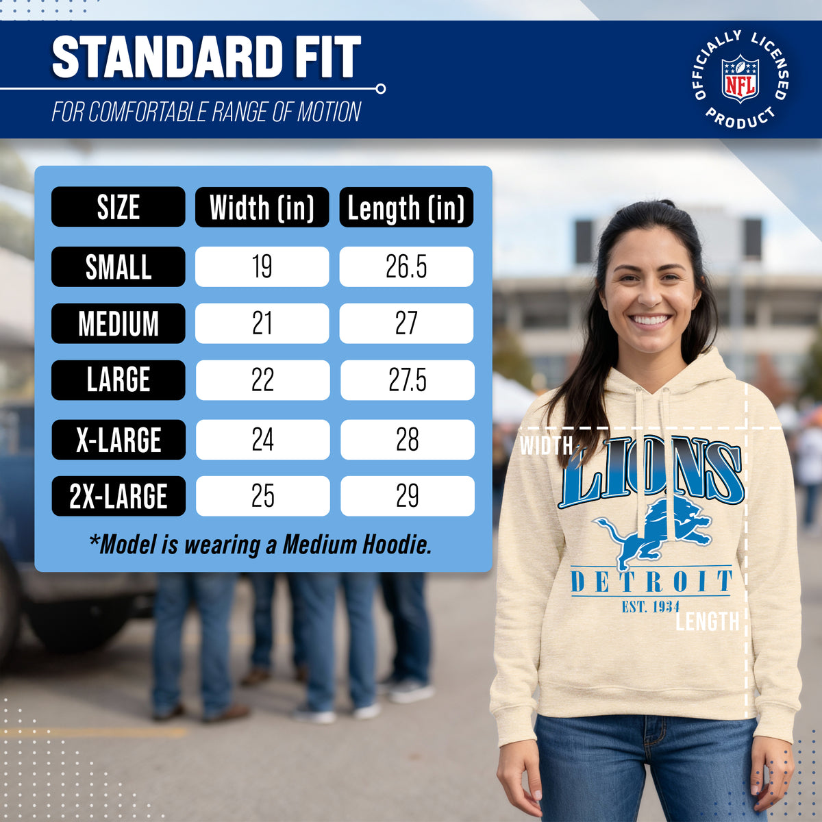 Detroit Lions Women's NFL Starstruck Fleece Pullover Hoodie - Cream