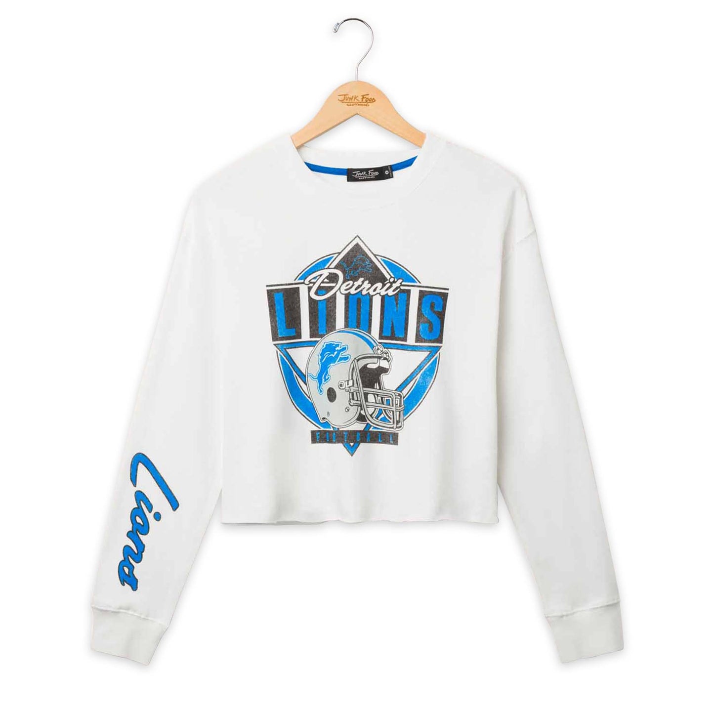 Detroit Lions Junk Food NFL Women's Franchise Vintage Crop Crewneck - White