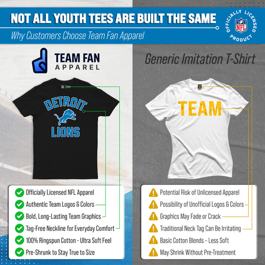 Detroit Lions Youth NFL Football T-Shirt - Black