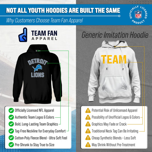 Detroit Lions Youth Gameday Hoodie Sweatshirt - Black