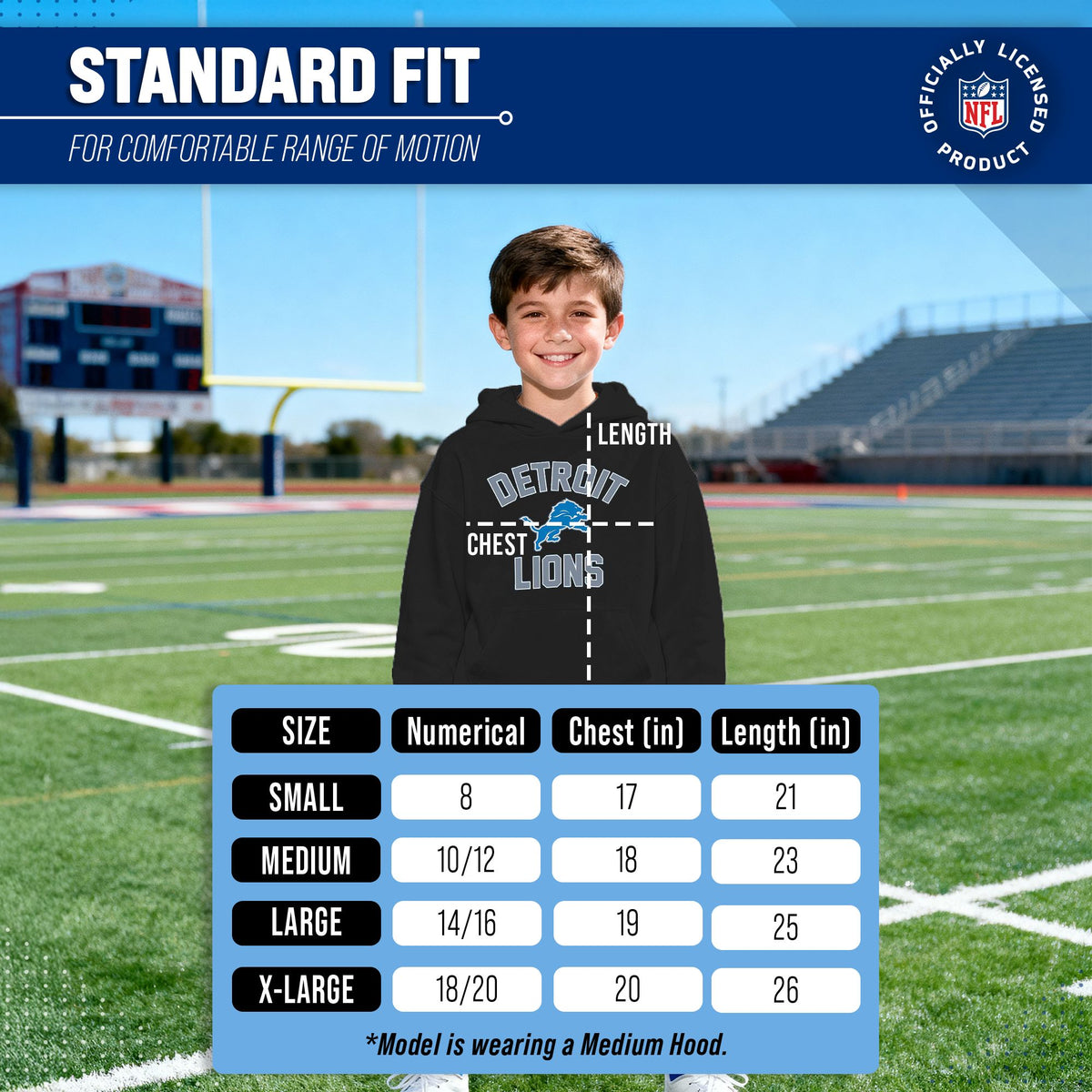 Detroit Lions Youth Gameday Hoodie Sweatshirt - Black