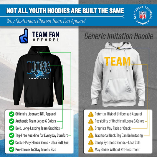 Detroit Lions NFL Youth Overtime Blueprint Fleece Hoodie Sweatshirt - Black