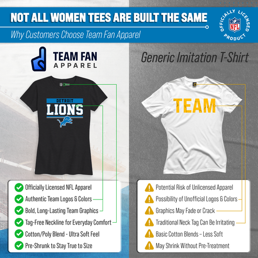 Detroit Lions Women's NFL Charcoal T-Shirt Short Sleeve - Charcoal