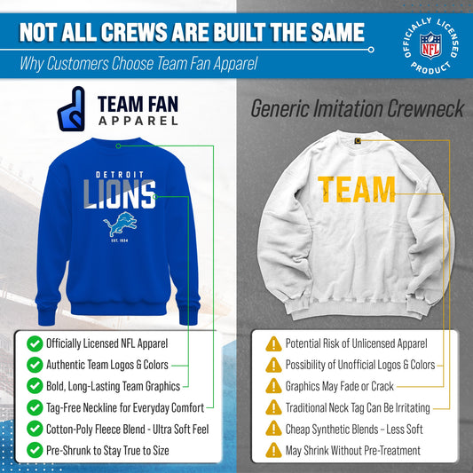Detroit Lions NFL Color Block Fleece Crewneck - Royal