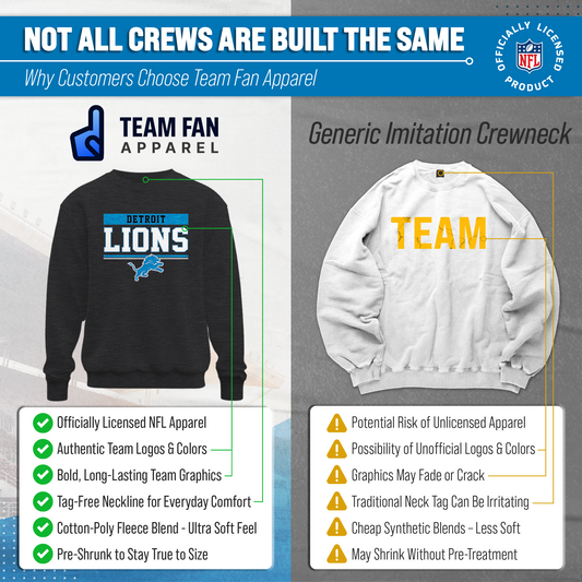 Detroit Lions NFL Team Block Crewneck Sweatshirt - Charcoal