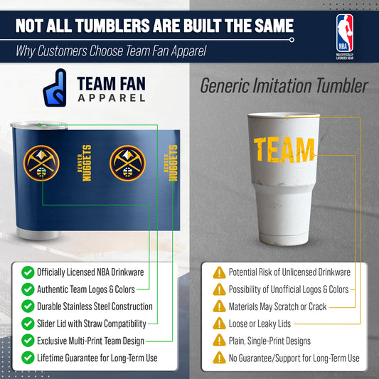 Denver Nuggets NBA Basketball 20oz Stainless Steel Vacuum Insulated Game Day Tumbler with Silicone Grip - Navy