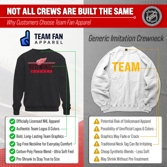 Detroit Red Wings NHL True Fan Fleece Crewneck Sweatshirt Men Women - Charcoal