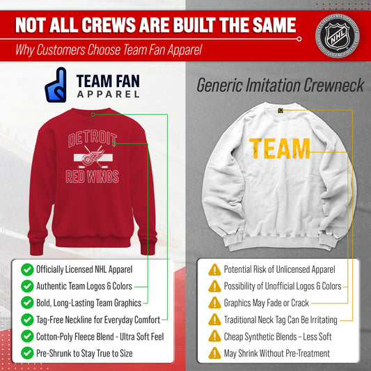 Detroit Red Wings NHL Faceoff Fleece Crewneck Sweatshirt Licensed - Red