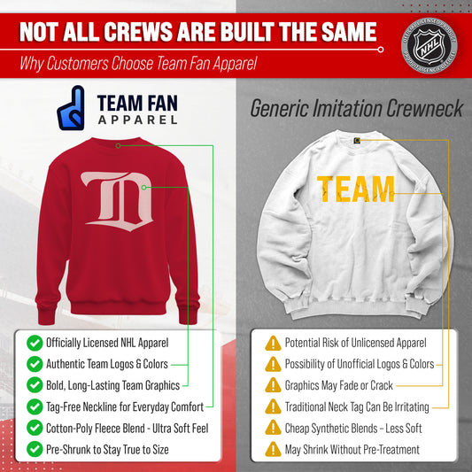 Detroit Red Wings NHL Retro Logo Fleece Crewneck Sweatshirt Men Women - Red Heather