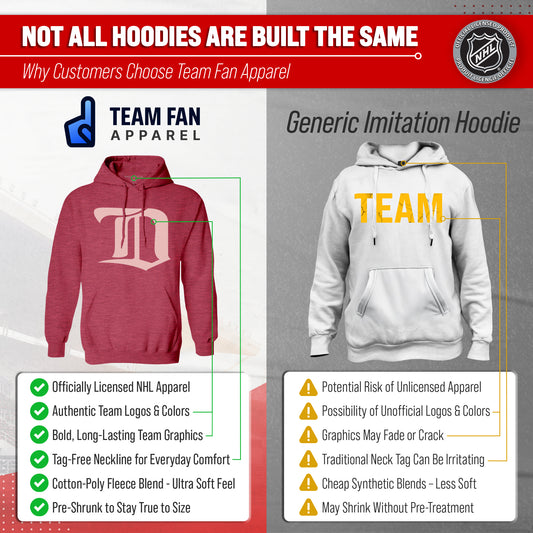 Detroit Red Wings Retro Logo Fleece Hoodie - Red Heather