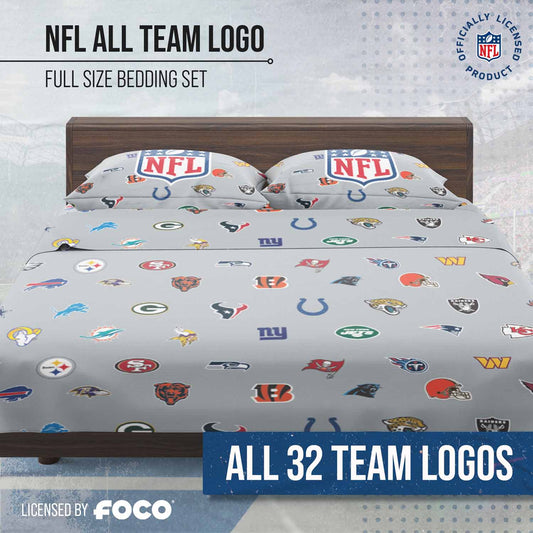 NFL Ultimate Fan Repeating All Team Logo Bedding Set - Team Color