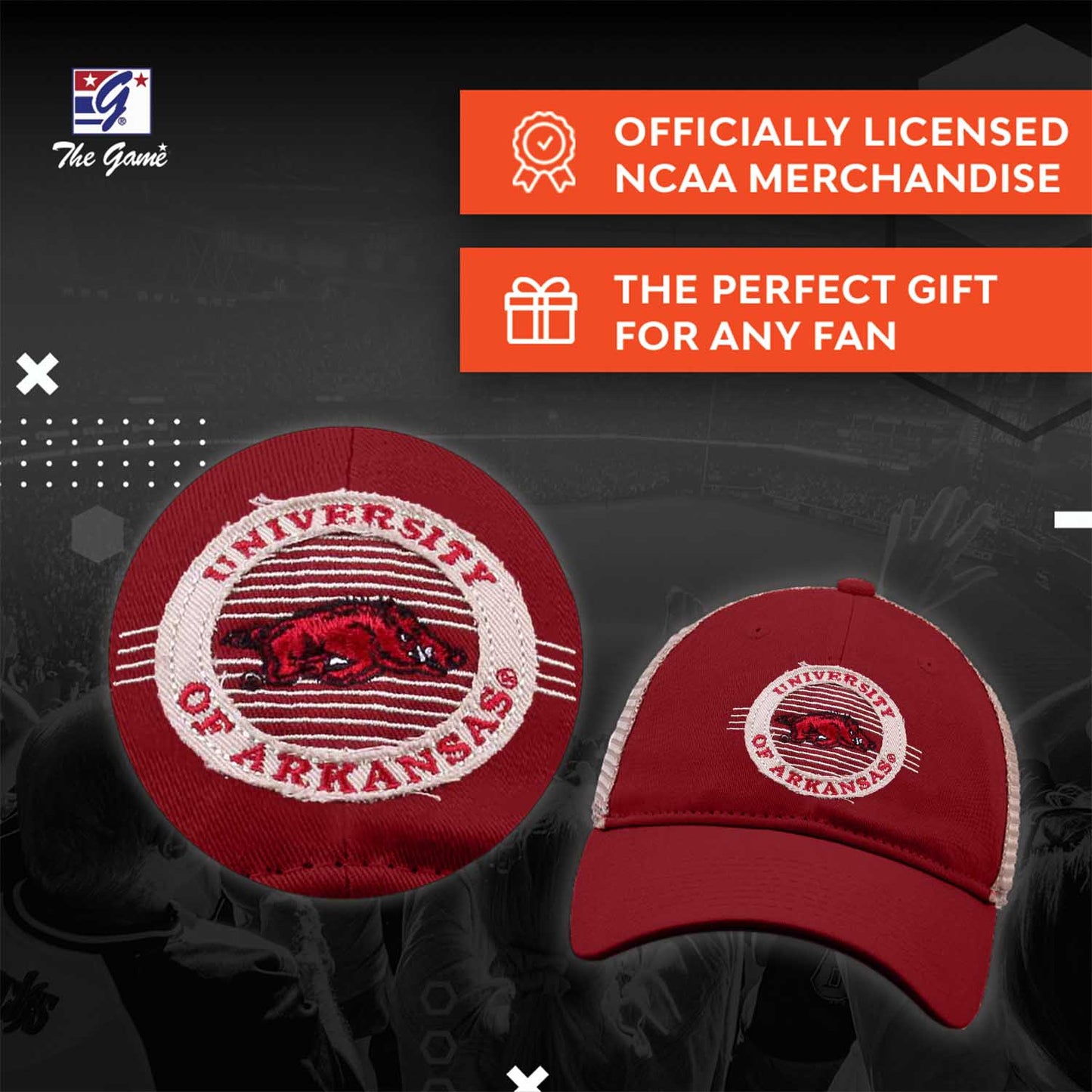 Arkansas Razorbacks The Game NCAA Patch Meshback Snapback Hat - Cardinal