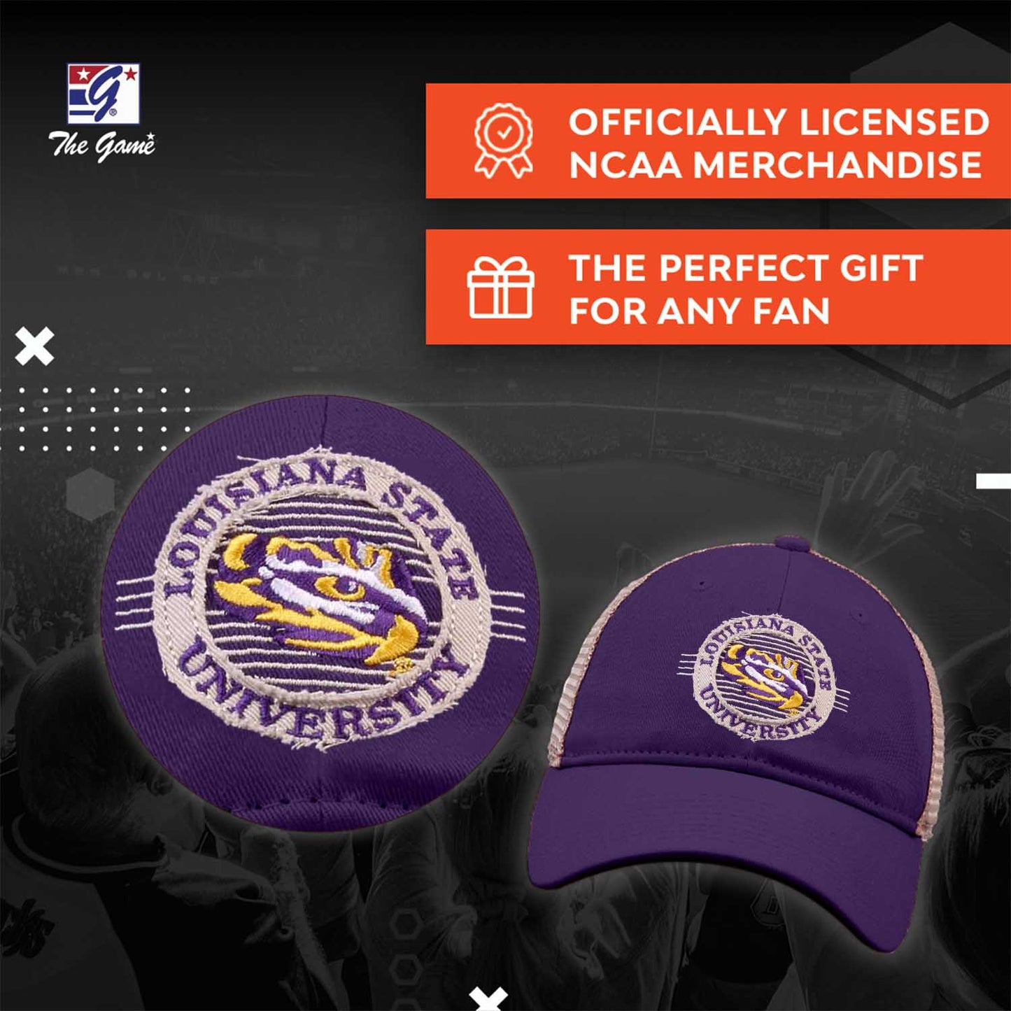 LSU Tigers The Game NCAA Patch Meshback Snapback Hat - Purple
