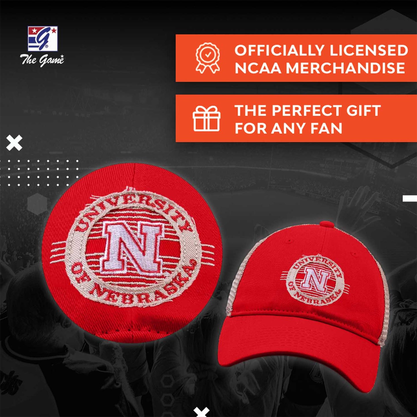 Nebraska Cornhuskers The Game NCAA Patch Meshback Snapback Hat - Red