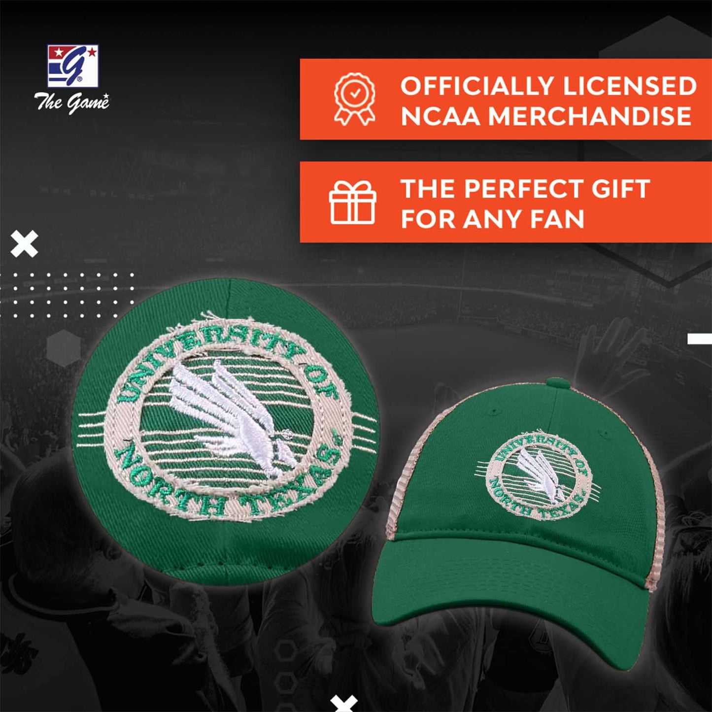 North Texas Mean Green The Game NCAA Patch Meshback Snapback Hat - Kelly Green