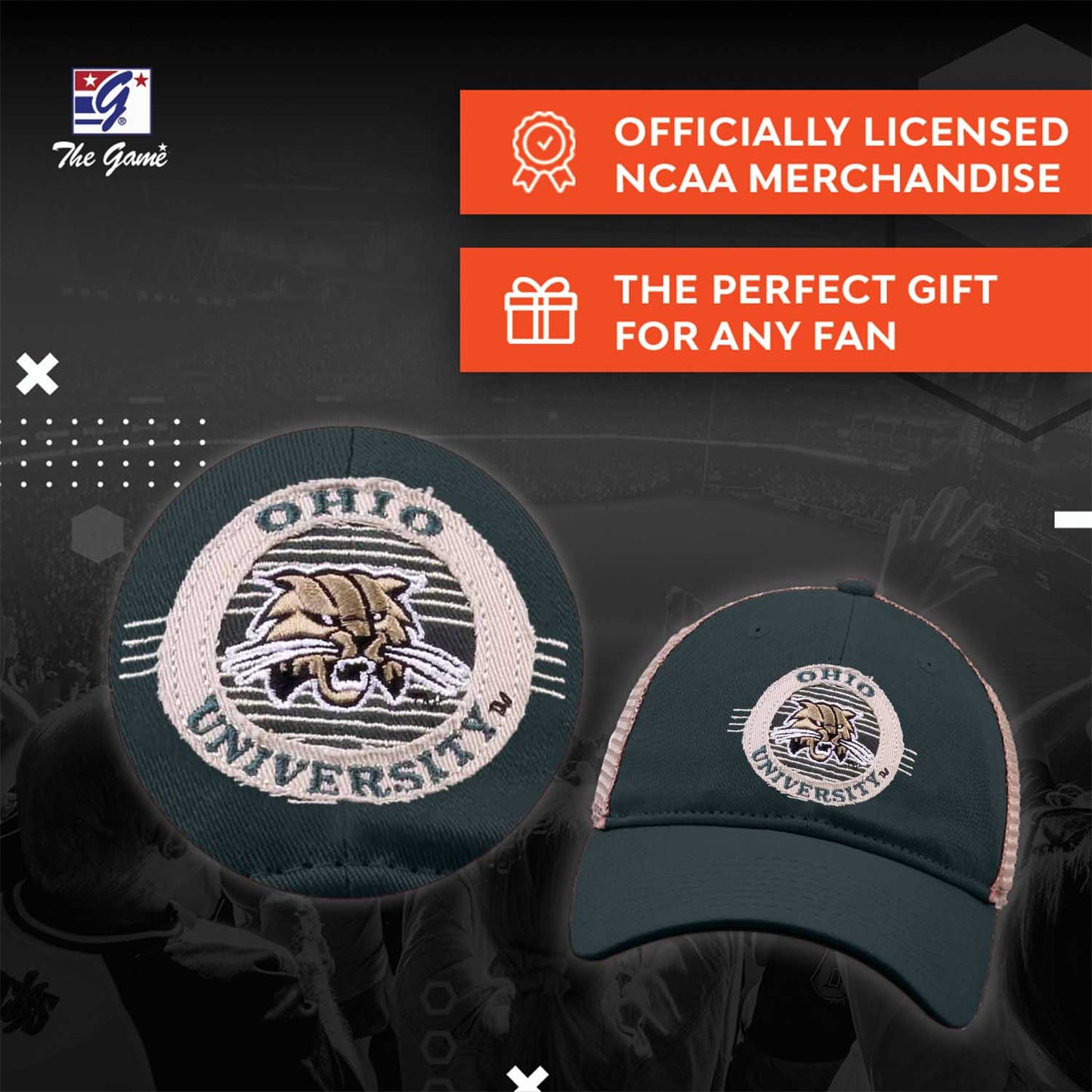 Ohio Bobcats The Game NCAA Patch Meshback Snapback Hat - Green