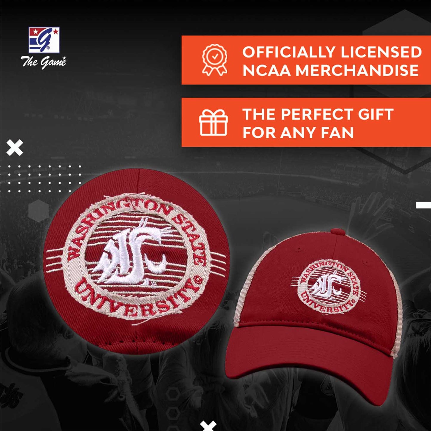 Washington State Cougars The Game NCAA Patch Meshback Snapback Hat - Cardinal