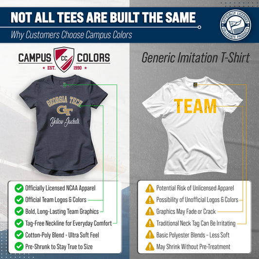 Georgia Tech Yellowjackets Women's Tailgate T-Shirt NCAA Heathered Fan Tee - Navy Heather