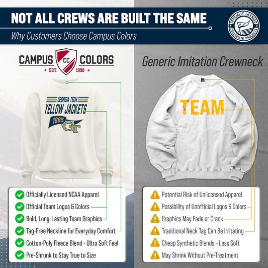 Georgia Tech Yellowjackets Georgia Tech Varsity Pennant Crewneck Sweatshirt Men Women Fleece - Off White