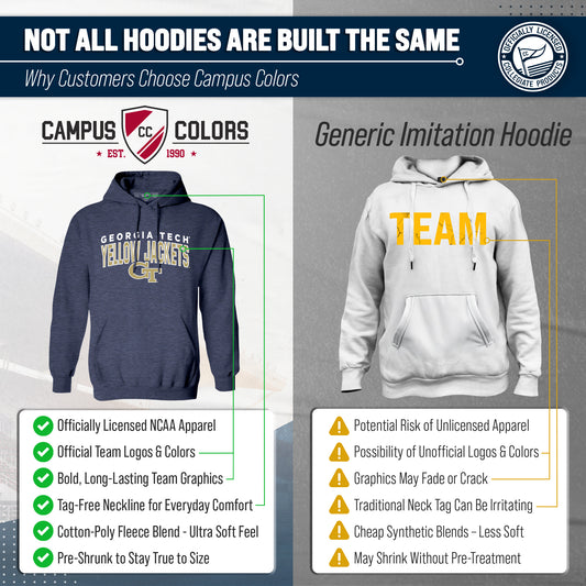 Georgia Tech Yellowjackets Georgia Tech Yellow Jackets Hoodie Heathered Fleece Sweatshirt - Navy Heather