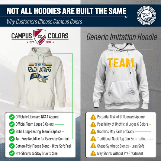 Georgia Tech Yellowjackets Georgia Tech Jackets NCAA Varsity Club Pennant Hoodie Fleece Men Women - Off White