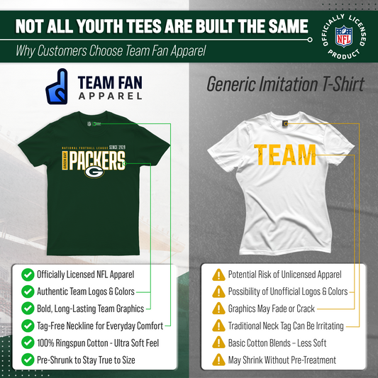 Green Bay Packers NFL Youth Modern Endzone T-Shirt Unisex Boys Girls - Forest Green