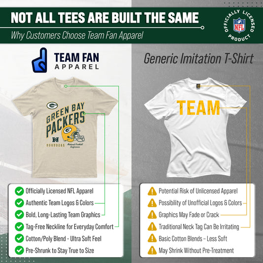 Green Bay Packers NFL Distressed Helmet T-Shirt - Cream